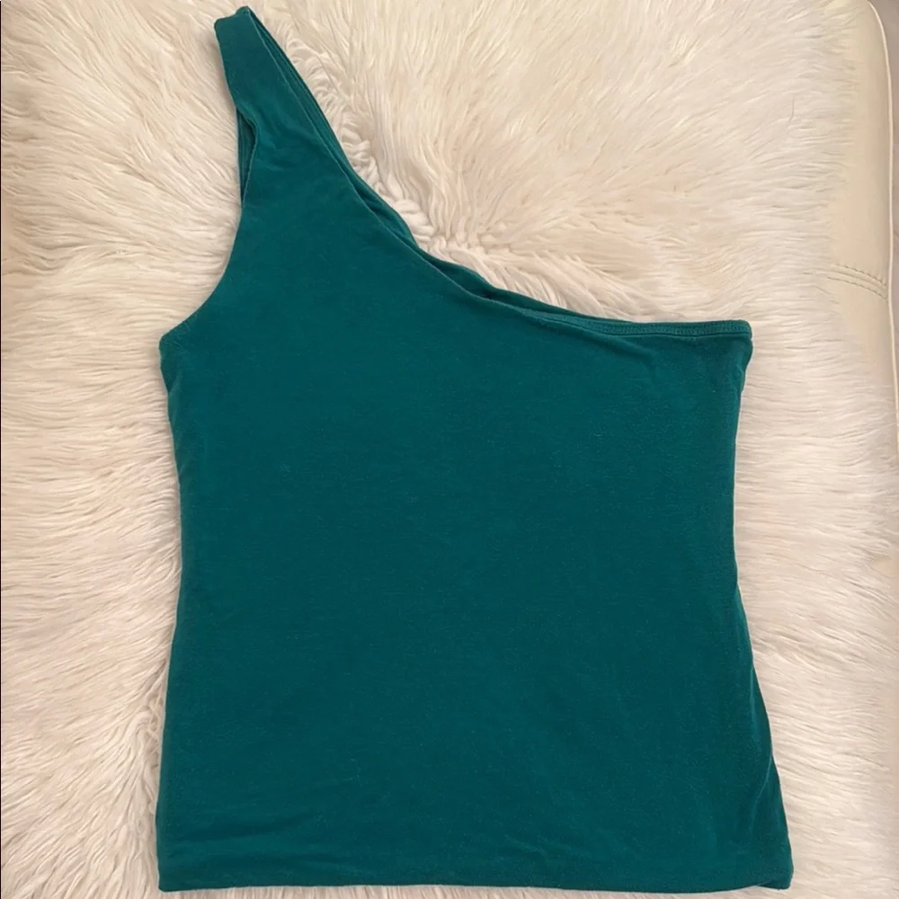 J. Crew Teal One Shoulder Stretch Modal Tank Top Size S